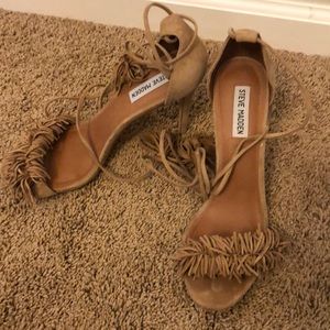 Steve Madden tan suede strappy heels